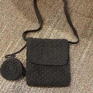 Elegant Black Crochet Shoulder Bag